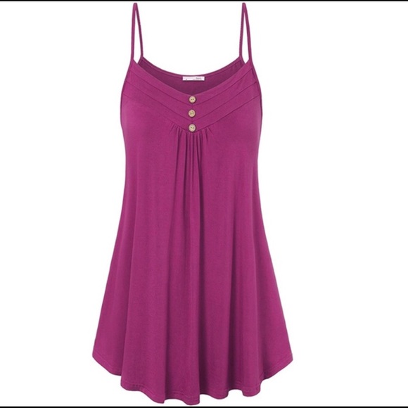 Sleeveless Shirt V-Neck Casual Button Tank Top - Picture 6 of 7